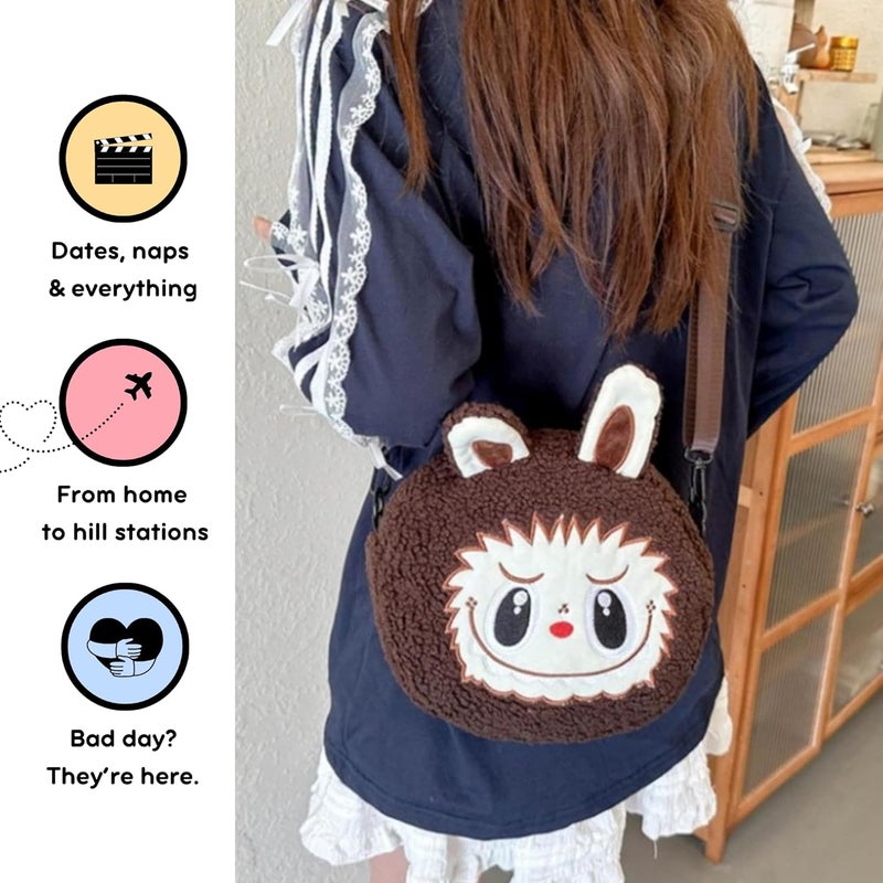 Fusked Cute Plush Bunny Sling Bag for Kids - Adorable Cartoon Design - Image 3